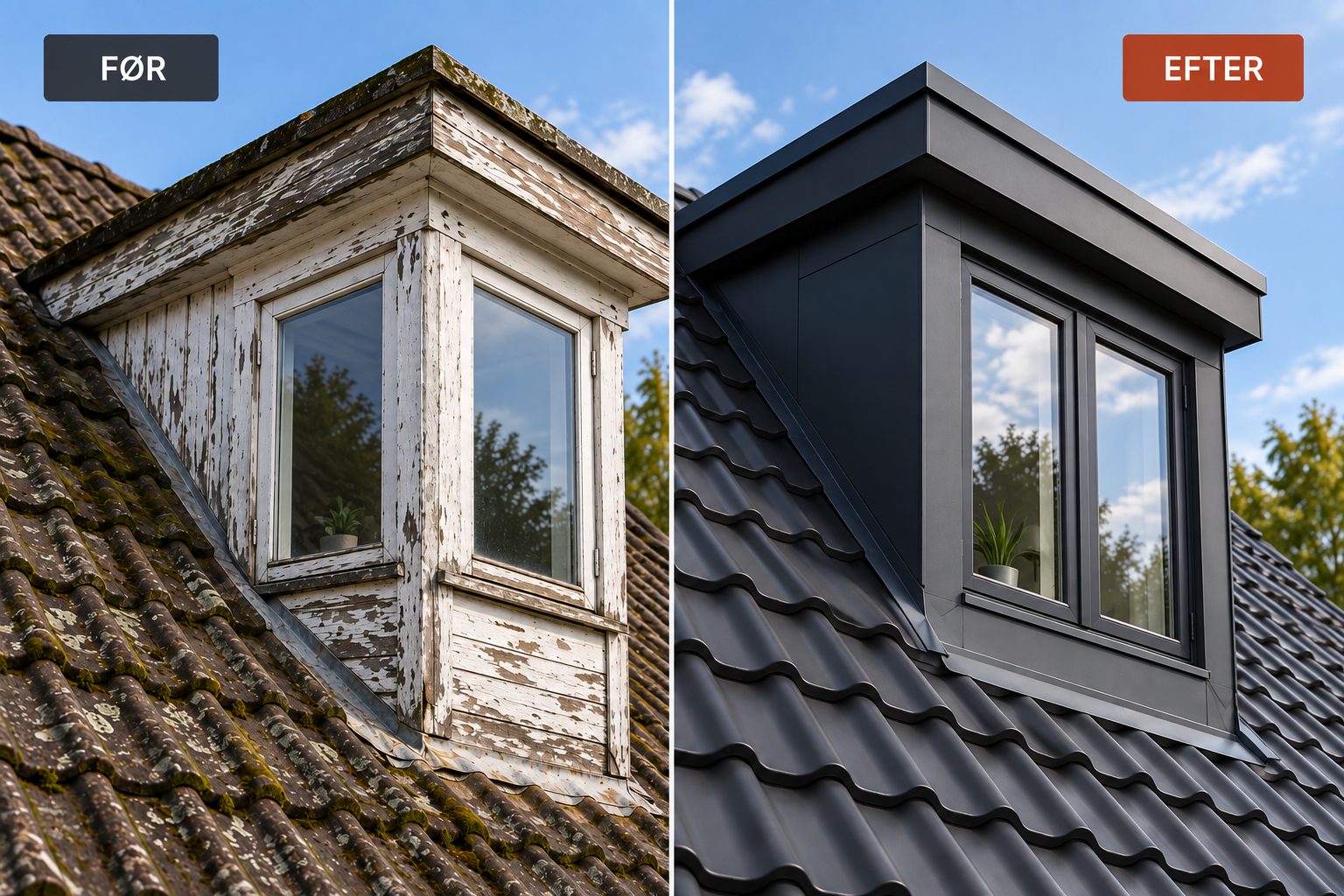 Før og efter: renovering af kvist i Frederiksberg